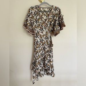 max studio floral wrap dress